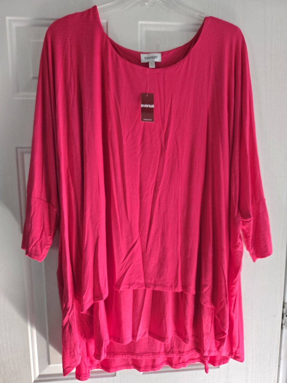 Avenue Layered Dolman Top Women’s 26/28 NWT Plus Size Pink 3/4 Sleeve